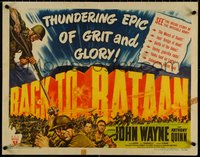 7c0928 BACK TO BATAAN style B 1/2sh 1945 art of John Wayne with grenade & Anthony Quinn in WWII!