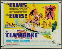 7c0937 CLAMBAKE 1/2sh 1967 McGinnis art of Elvis Presley in boat w/sexy ladies, rock & roll!