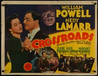 7c0938 CROSSROADS 1/2sh 1942 William Powell dancing w/ sexy Hedy Lamarr, rare red title style!