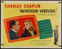 7c0965 MONSIEUR VERDOUX style B 1/2sh 1947 Charlie Chaplin, The Modern Bluebeard, Marilyn Nash, rare!