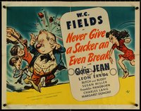 7c0969 NEVER GIVE A SUCKER AN EVEN BREAK style A 1/2sh 1941 Widhoff art of Fields, Jean, ultra rare!