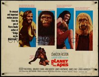 7c0973 PLANET OF THE APES 1/2sh 1968 classic sci-fi, Charlton Heston & top three stars!