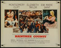 7c0975 RAINTREE COUNTY style B 1/2sh 1957 art of Montgomery Clift, Elizabeth Taylor & Eva Marie Saint!