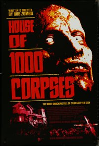 7c0387 HOUSE OF 1000 CORPSES DS 1sh 2003 Rob Zombie directed, creepy close-up horror image!