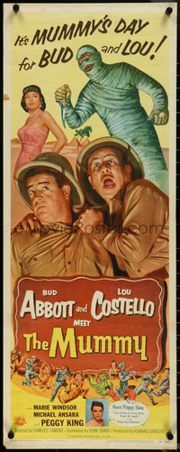 7c0718 ABBOTT & COSTELLO MEET THE MUMMY insert 1955 Bud & Lou are back in their mummy's arms!