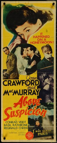 7c0719 ABOVE SUSPICION insert 1943 Joan Crawford, Fred MacMurray, it happened on a honeymoon, rare!