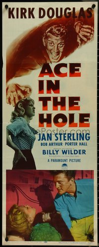 7c0721 ACE IN THE HOLE insert 1951 Billy Wilder classic, Kirk Douglas choking Sterling!