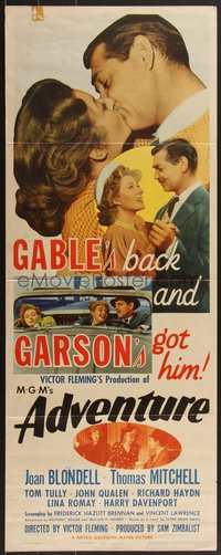 7c0722 ADVENTURE insert 1945 images of Clark Gable with Greer Garson & Joan Blondell, ultra rare!