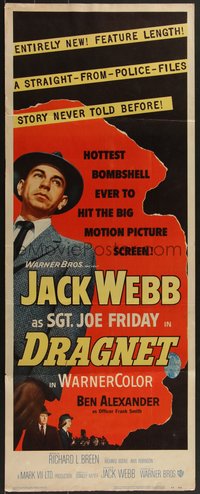 7c0735 DRAGNET insert 1954 Jack Webb as detective Joe Friday as you've never seen him before!