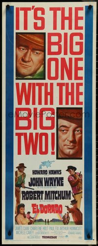 7c0737 EL DORADO insert 1967 John Wayne, Robert Mitchum, Howard Hawks, big one with the big two!