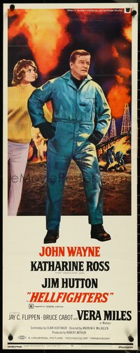 7c0745 HELLFIGHTERS insert 1969 John Wayne as fireman Red Adair, Katharine Ross, cool art!