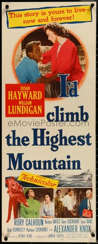 7c0747 I'D CLIMB THE HIGHEST MOUNTAIN insert 1951 Susan Hayward & William Lundigan, ultra rare!