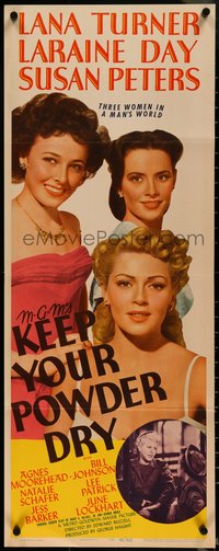 7c0752 KEEP YOUR POWDER DRY insert 1945 pretty Lana Turner, Laraine Day & Susan Peters!