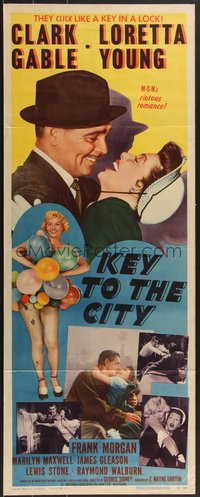 7c0753 KEY TO THE CITY insert 1950 romantic close-up of Clark Gable & Loretta Young!