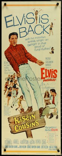 7c0754 KISSIN' COUSINS insert 1964 full-length artwork of hillbilly Elvis Presley!