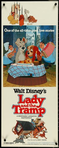 7c0756 LADY & THE TRAMP insert R1980 Walt Disney romantic canine dog classic cartoon, rare!