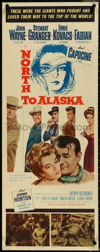 7c0766 NORTH TO ALASKA insert 1960 John Wayne & Capucine in a fun-filled adventure in the Yukon!