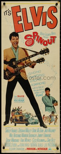 7c0781 SPINOUT insert 1966 Elvis w/double-necked guitar, foot on the gas & no brakes on the fun!