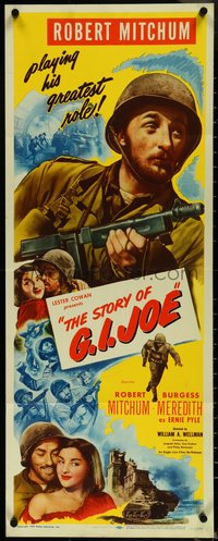 7c0783 STORY OF G.I. JOE insert R1949 William Wellman, Robert Mitchum & Meredith, ultra rare!