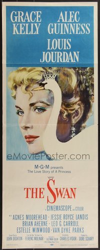 7c0787 SWAN insert 1956 wonderful close up artwork of beautiful Grace Kelly by Monet!