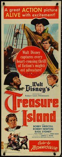 7c0789 TREASURE ISLAND insert 1950 Bobby Driscoll, Robert Newton as pirate Long John Silver!