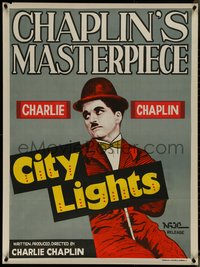 7c0077 CITY LIGHTS Indian R1970s art of Charlie Chaplin as the Tramp by Renato Casaro, rare!