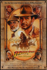 7c0397 INDIANA JONES & THE LAST CRUSADE int'l advance 1sh 1989 art of Ford & Connery by Drew!