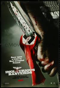 7c0406 INGLOURIOUS BASTERDS teaser DS 1sh 2009 Quentin Tarantino, bloody knife through Nazi flag!