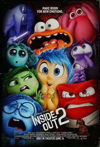 7c0408 INSIDE OUT 2 advance DS 1sh 2024 Walt Disney/Pixar, make room for new emotions, ultra rare!