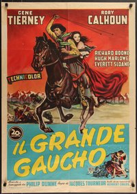 7c0095 WAY OF A GAUCHO Italian 1sh 1953 Rory Calhoun & pretty Gene Tierney on horseback, ultra rare!