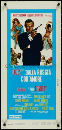 7c0681 FROM RUSSIA WITH LOVE Italian locandina R1980s art of Sean Connery as James Bond 007 with gun!