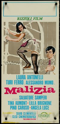 7c0690 MALICIOUS Italian locandina 1973 Malizia, Italian, boy & his sexy maid, ultra rare!