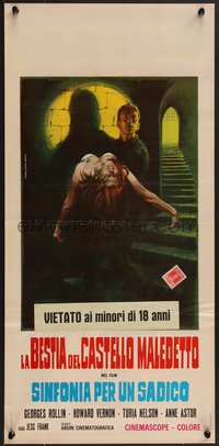 7c0703 SADISTIC BARON VON KLAUS Italian locandina 1966 Piovano art, creep w/ dead woman, ultra rare!