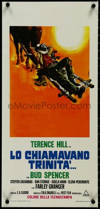 7c0712 THEY CALL ME TRINITY Italian locandina 1970 Casaro artwork of napping Terence Hill, rare!