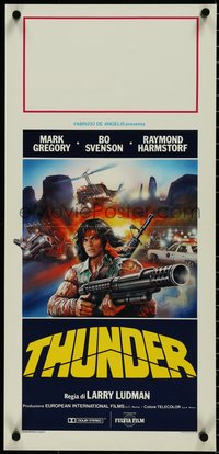 7c0713 THUNDER Italian locandina 1983 wild Enzo Sciotti art of steroided Mark Gregory, ultra rare!