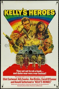 7c0423 KELLY'S HEROES 1sh R1972 Clint Eastwood, Telly Savalas, Don Rickles, Donald Sutherland!