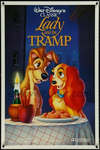 7c0430 LADY & THE TRAMP style V int'l 1sh R1988 Walt Disney romantic canine dog classic cartoon!