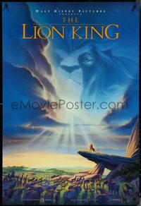 7c0440 LION KING DS 1sh 1994 Disney Africa, John Alvin art of Simba on Pride Rock with Mufasa in sky!