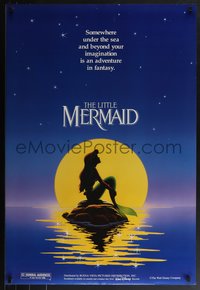 7c0441 LITTLE MERMAID teaser DS 1sh 1989 Disney, great art of Ariel in moonlight by Morrison/Patton!