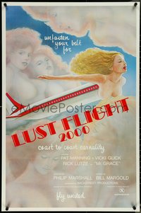 7c0452 LUST FLIGHT 2000 25x38 1sh 1978 N. Villagran art of sexy women in clouds, ultra rare!