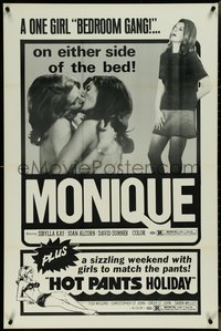 7c0476 MONIQUE/HOT PANTS HOLIDAY 1sh 1970s sexy lesbian sexploitation double-bill!