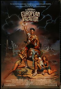 7c0489 NATIONAL LAMPOON'S EUROPEAN VACATION 1sh 1985 Chevy Chase, wacky fantasy art by Vallejo!