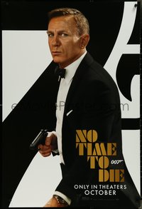 7c0492 NO TIME TO DIE teaser DS 1sh 2021 Daniel Craig as James Bond 007 w/ gun, rare!