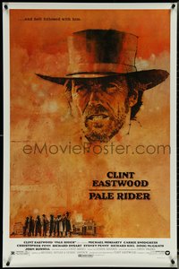 7c0505 PALE RIDER 1sh 1985 close-up artwork of cowboy Clint Eastwood by C. Michael Dudash!