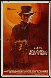 7c0506 PALE RIDER int'l 1sh 1985 iconic different art of cowboy Clint Eastwood by David Grove!