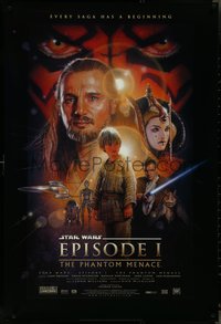 7c0513 PHANTOM MENACE style B fan club 1sh 1999 George Lucas, Star Wars Episode I, Drew Struzan art!