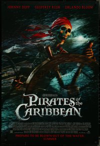 7c0516 PIRATES OF THE CARIBBEAN advance DS 1sh 2003 Curse of the Black Pearl, skeleton at the wheel!