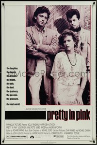 7c0522 PRETTY IN PINK 1sh 1986 great portrait of Molly Ringwald, Andrew McCarthy & Jon Cryer!