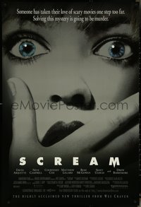 7c0557 SCREAM DS 1sh 1996 directed by Wes Craven, great super close up of scared woman!