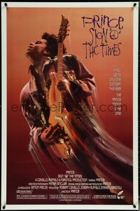 7c0565 SIGN 'O' THE TIMES 1sh 1987 rock and roll concert, great image of Prince w/guitar!